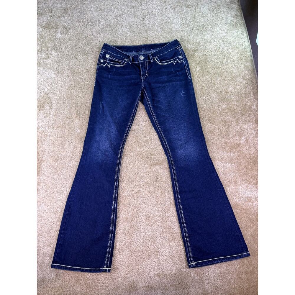Seven 7 Boot Cut Jeans Embellished Flap Pockets Mid Rise Womens Size 10 C865 - Picture 2 of 13